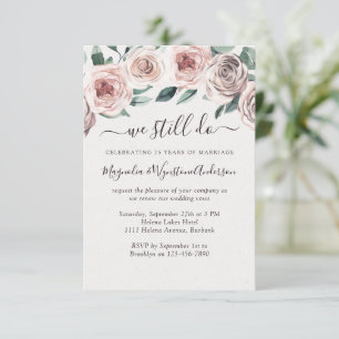 Dusty Pink Floral Rozen Modern Vow Renewal Kaart