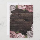 Dusty Pink Floral Rozen Rustic Wood & Lace Wedding Kaart (Achterkant)