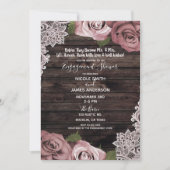 Dusty Pink Floral Rozen Rustisch Verloving Kaart (Voorkant)