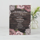 Dusty Pink Floral Rozen Rustisch Verloving Kaart (Staand voorkant)