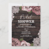 Dusty Pink Floral Rozen Rustisch Vrijgezellenfeest Kaart (Voorkant)