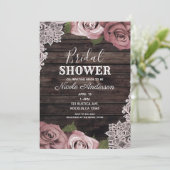 Dusty Pink Floral Rozen Rustisch Vrijgezellenfeest Kaart (Staand voorkant)