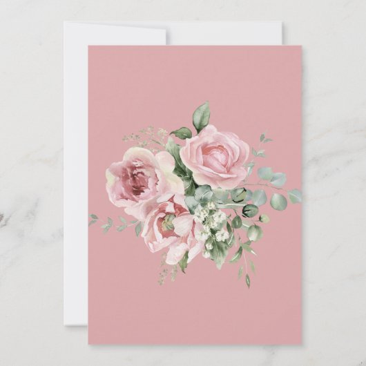 Dusty Pink Floral Rozen Verjaardag Kaart (Achterkant)