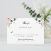 Dusty Pink Floral Rozen Wedding RSVP Kaart (Staand voorkant)