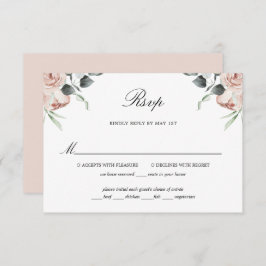 Dusty Pink Floral Rozen Wedding RSVP Kaart