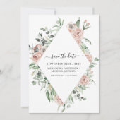 Dusty Pink Floral Save the Date Greenery Kaart (Voorkant)