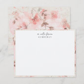 Dusty Pink Floral Speciaal Schrijver nr. Notitiekaartje (Voorkant / Achterkant)