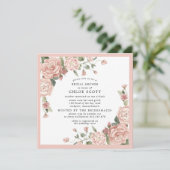 Dusty Pink Floral Square Vrijgezellenfeest Kaart (Staand voorkant)