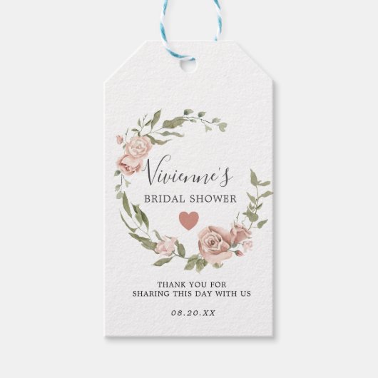 Dusty Pink Floral Vrijgezellenfeest Favor Cadeaulabel (Voorkant)