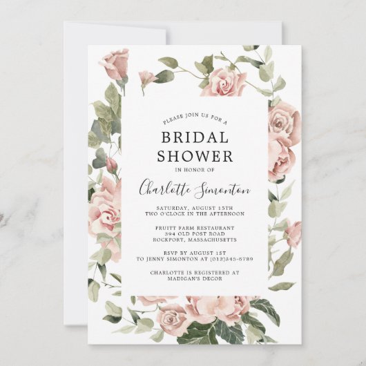 Dusty Pink Floral Vrijgezellenfeest Kaart (Voorkant)