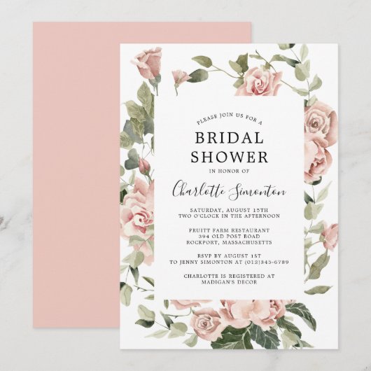 Dusty Pink Floral Vrijgezellenfeest Kaart (Voorkant / Achterkant)