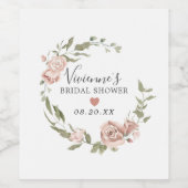 Dusty Pink Floral Vrijgezellenfeest Wijn Etiket (Enkel label)