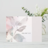 Dusty Pink Floral Waterverf Dank u wel Bedankkaart (Staand voorkant)