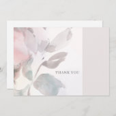 Dusty Pink Floral Waterverf Dank u wel Bedankkaart (Voorkant / Achterkant)