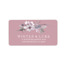 Dusty Pink Floral Waterverf Weddenschap Etiket