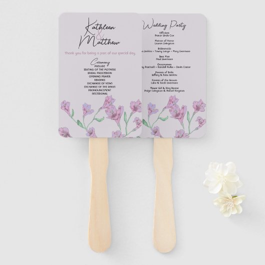 Dusty Pink Floral Waterverf Wedding Handwaaier (Voorkant en achterkant)