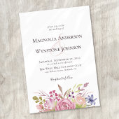 Dusty Pink Floral Waterverf Wedding Kaart