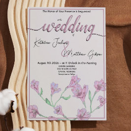 Dusty Pink Floral Waterverf Wedding Kaart