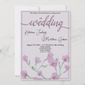 Dusty Pink Floral Waterverf Wedding Kaart (Voorkant)