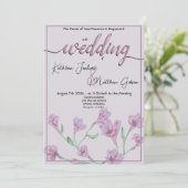 Dusty Pink Floral Waterverf Wedding Kaart (Staand voorkant)