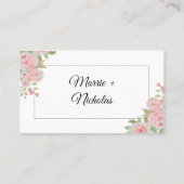 Dusty Pink Floral Waterverf Wedding Plaatskaartje (Achterkant)