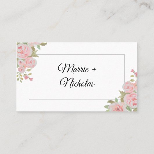 Dusty Pink Floral Waterverf Wedding Plaatskaartje (Achterkant)