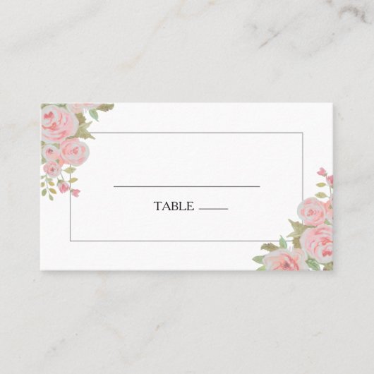 Dusty Pink Floral Waterverf Wedding Plaatskaartje (Voorkant)