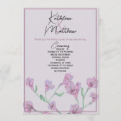 Dusty Pink Floral Waterverf Wedding Programmakaart (Voorkant)