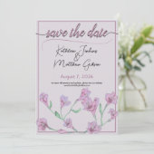 Dusty Pink Floral Waterverf Wedding Save The Date (Staand voorkant)