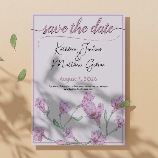 Dusty Pink Floral Waterverf Wedding Save The Date