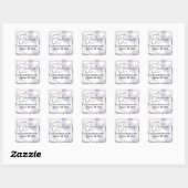 Dusty Pink Floral Waterverf Wedding Vierkante Sticker (Vel)