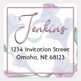 Dusty Pink Floral Waterverf Wedding Vierkante Sticker