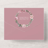 Dusty Pink Floral Wedding All In One Uitnodiging (Achterkant)