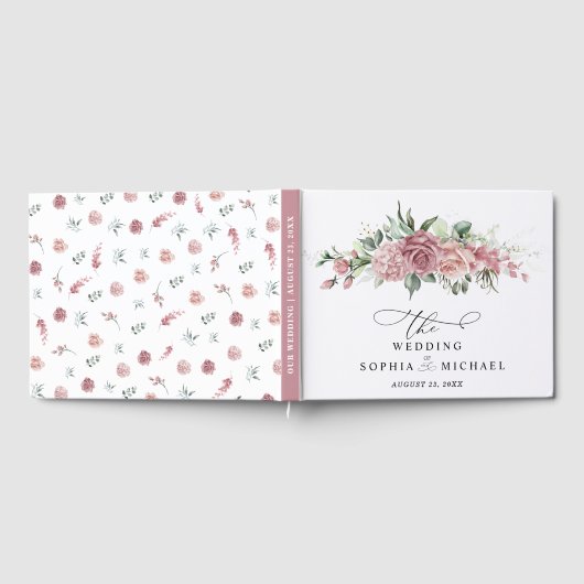 Dusty Pink Floral Wedding Gastenboek (Volledig)