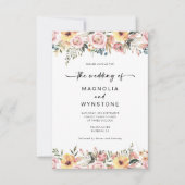 Dusty Pink Floral Wedding Invitation Kaart (Voorkant)
