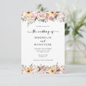 Dusty Pink Floral Wedding Invitation Kaart (Staand voorkant)