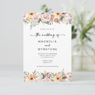 Dusty Pink Floral Wedding Invitation Kaart
