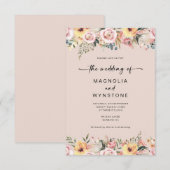 Dusty Pink Floral Wedding Invitation Kaart (Voorkant / Achterkant)