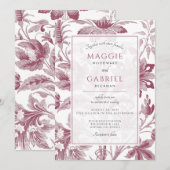 Dusty Pink Floral Wedding Kaart (Voorkant / Achterkant)