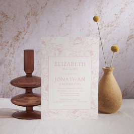 Dusty Pink Floral Wedding Kaart