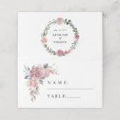 Dusty Pink Floral Wedding Plaatskaartje (Buitenkant ongevouwen)