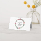 Dusty Pink Floral Wedding Plaatskaartje (Achterkant)