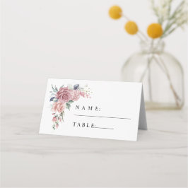Dusty Pink Floral Wedding Plaatskaartje