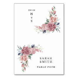 Dusty Pink Floral Wedding Place Cards Kaart