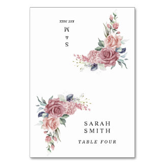 Dusty Pink Floral Wedding Place Cards Kaart