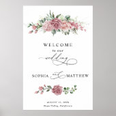 Dusty Pink Floral Wedding Poster (Voorkant)