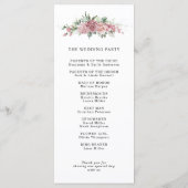 Dusty Pink Floral Wedding Program Programmakaart (Achterkant)