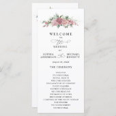 Dusty Pink Floral Wedding Program Programmakaart (Voorkant / Achterkant)