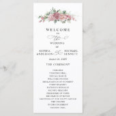 Dusty Pink Floral Wedding Program Programmakaart (Voorkant)