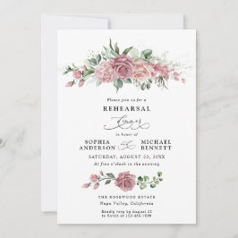 Dusty Pink Floral Wedding Rehearsal Dinner  Kaart